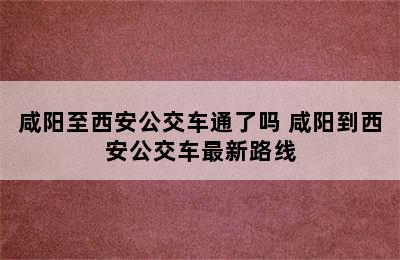 咸阳至西安公交车通了吗 咸阳到西安公交车最新路线